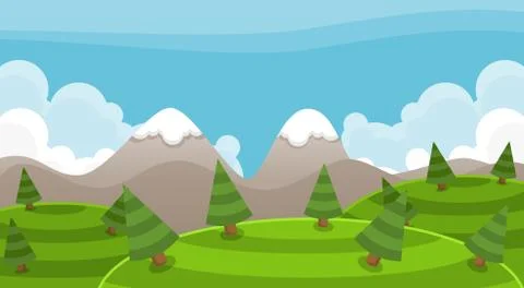 Snowy Mountain Game Background Stock Illustration