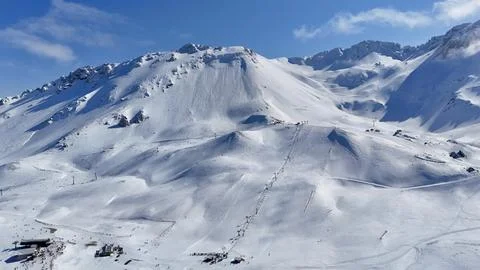 Snowy mountain landscape Stock Photos