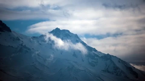 Snowy Mountain with Moving Clouds Timelapse Stock Footage 329968806
