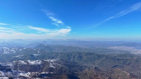 Snowy Mountain Panorama Under Clear Blue Sky Stock Footage 334550842