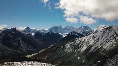 Snowy mountain peaks drone view Stock Footage 280240722