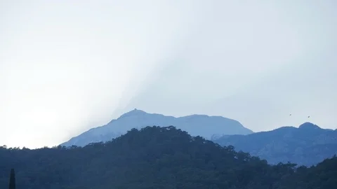 Snowy mountain peaks in spring Stock Footage 88866597