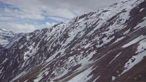 Snowy mountain peaks under a cloudy sky Stock Footage 309989564