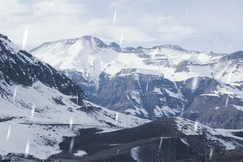 The snowy mountain range has a variable width of between 250 and 750 km Stock Photos