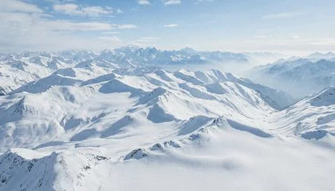 Snowy mountain range landscape view. Stock Illustration