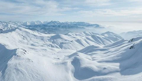 Snowy mountain range landscape winter scene. Stock Illustration