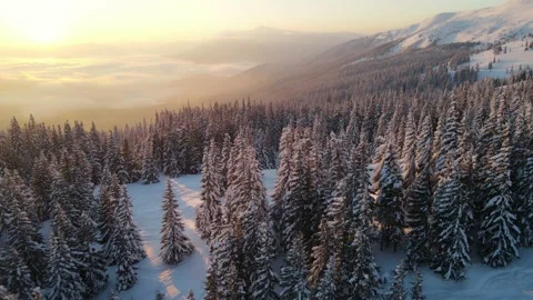 Snowy mountain range, nordic winter landscape in the mountains, aerial view of 스톡 동영상 162952477