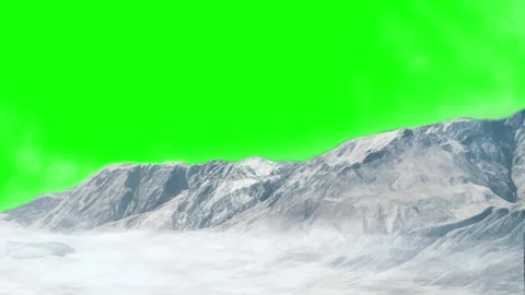 Snowy mountain range peaks with green screen sky background Vídeo Stock 338175320