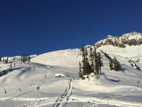 Snowy mountain range Stock Photos