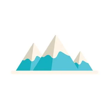 Snowy mountain range representing winter wonderland in flat design Stock Illustration