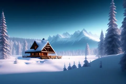 Snowy mountain range in the winter. Illustrazione stock