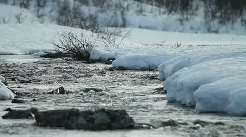 Snowy mountain river Stock Footage 12136507