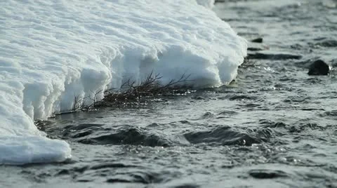 Snowy mountain river Stock Footage 12136673