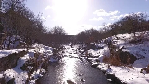 Snowy mountain river Stock Footage 74278447