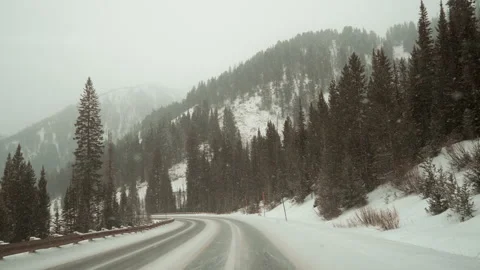 Snowy Mountain Road 2 Video stock 240760231