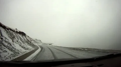 Snowy mountain road Stock Footage 14808228