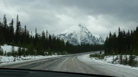 Snowy mountain scene Stock Footage 153115326