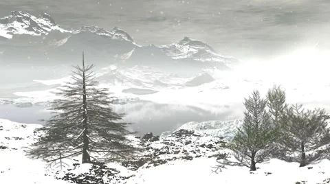 Snowy Mountain Scene with Seamlessly Looping Snowfall 스톡 동영상 44206838