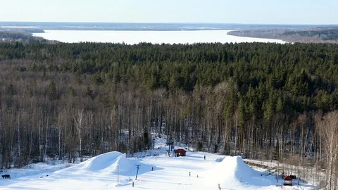 Snowy mountain ski resort Stock Footage 99797301