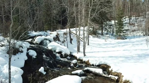 Snowy Mountain Stream Stock Footage 89455500