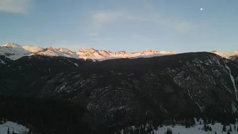 Snowy Mountain Sunset - Drone Stock Footage 277107690