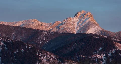 Snowy mountain time lapse sunset Stock Footage 165243550