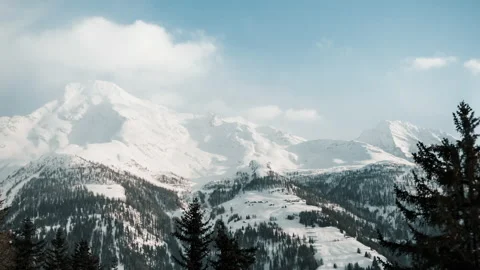 Snowy Mountain Timelapse Sunset (4K) Stock Footage 147394550