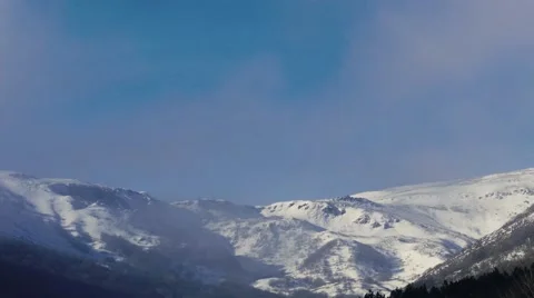 Snowy Mountain Top with Mist Stock Footage 58687684