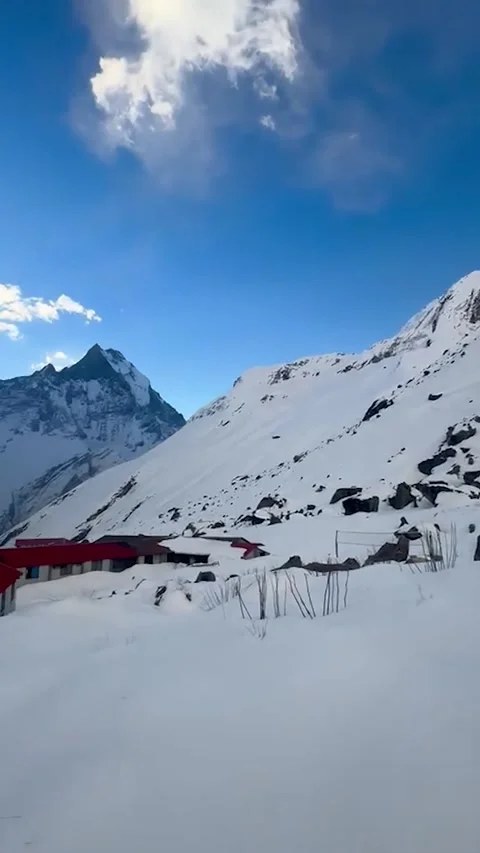 Snowy Mountain Trail, Alpine Hiking, Glacier Valley, Winter Adventure, Scen.. Stock Footage 337448983