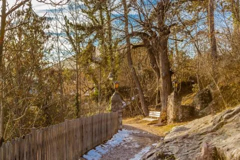 Snowy mountain trail Stock Photos