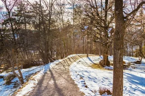 Snowy mountain trail Stock Photos