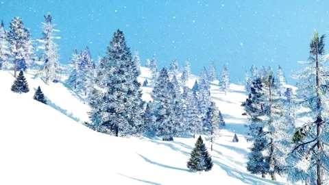 Snowy mountain with trees, likely captured by a drone during a snowfall Stock Footage 255491644