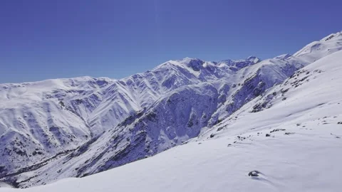 Snowy Mountain Valley and Steep Andes Slopes Farellones 4K Stock Footage 342764305