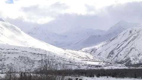 Snowy Mountain Valley Stock Footage 77135351