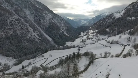 Snowy mountain valley Stock Footage 79751939