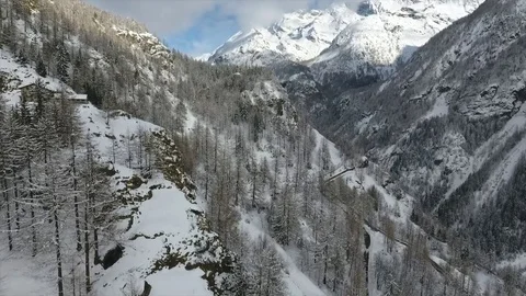 Snowy mountain valley Stock Footage 79754204