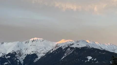 Snowy Mountain View under the cloudy sky Stock Footage 334404198