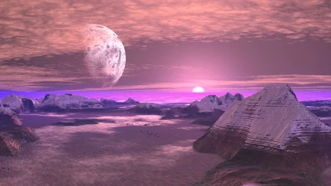 Snowy Mountains Alien Planet Stock Footage 127881463