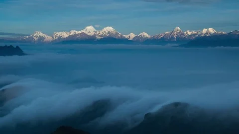 Snowy mountains and clouds Stock Footage 83800221