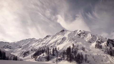 Snowy mountains and clouds time lapse. Samnau. Switzerland Video stock 85362251