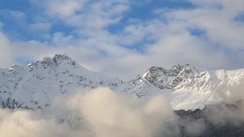 Snowy mountains and clouds timelapse in Innsbruck / Tirol (Nordkette / Seegrube) Stock Footage 94697662
