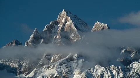 Snowy Mountains and Clouds Timelapse Stock Footage 98379434
