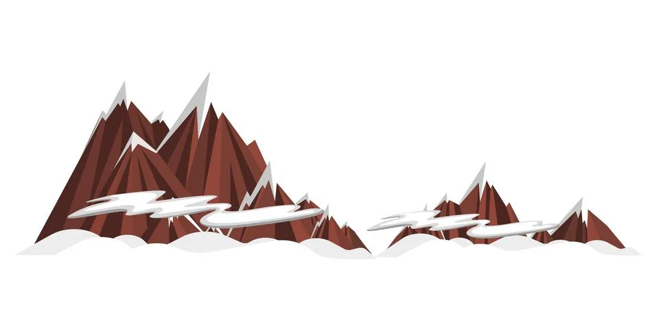 Snowy mountains and clouds. vector illustration Stock Illustration
