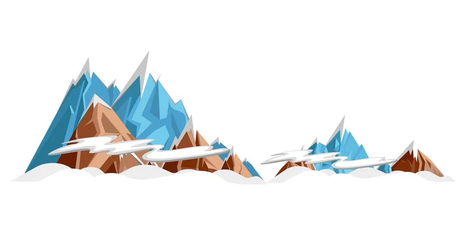 Snowy mountains and clouds. vector illustration Stock Illustration