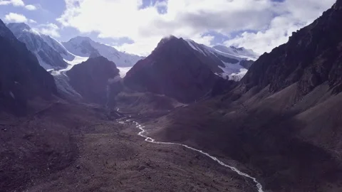 Snowy mountains and river Stock Footage 163389110