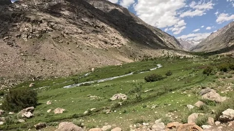 Snowy Mountains and River View, Nuristan Province, Afghanistan Stock Footage 339303211