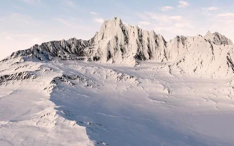 Snowy mountains background, 3d rendering. Stock Illustration