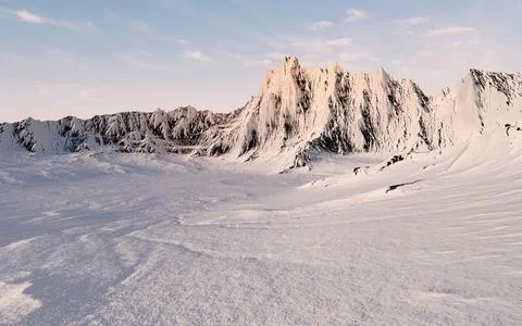 Snowy mountains background, 3d rendering. Illustrazione stock