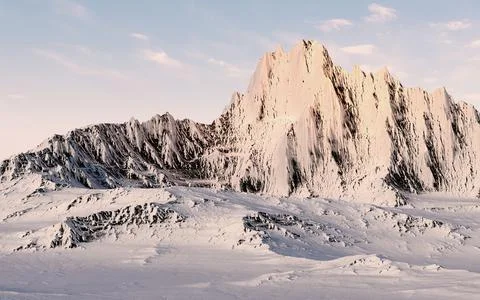 Snowy mountains background, 3d rendering. Stock Illustration