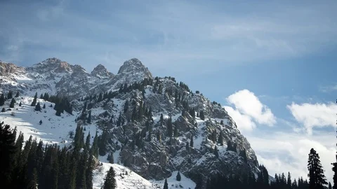Snowy Mountains With Clouds Timelapse Video stock 71332486